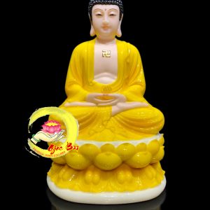 Tượng Phật A Di Đà Tọa Đài Sen Đá Hổ Phách Vàng
