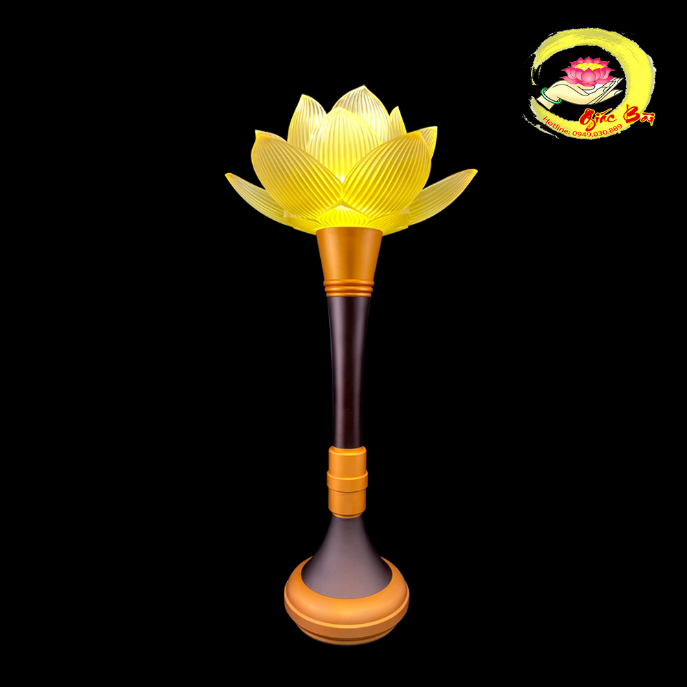 Alternative view of Đèn Hoa Sen Lưu Ly Bông Nở Thân Hợp Kim Đồng
