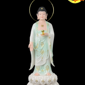 Tượng Phật A Di Đà Thiên Thanh Viền Vàng Đứng Hào Cao