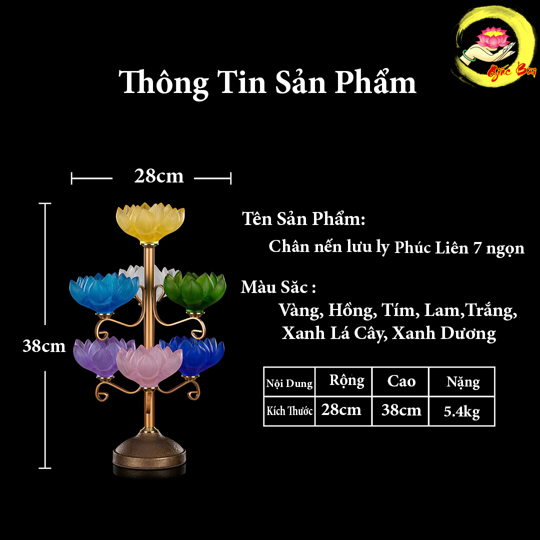 Chân Nến Lưu Ly Phúc Liên 7 Ngọn