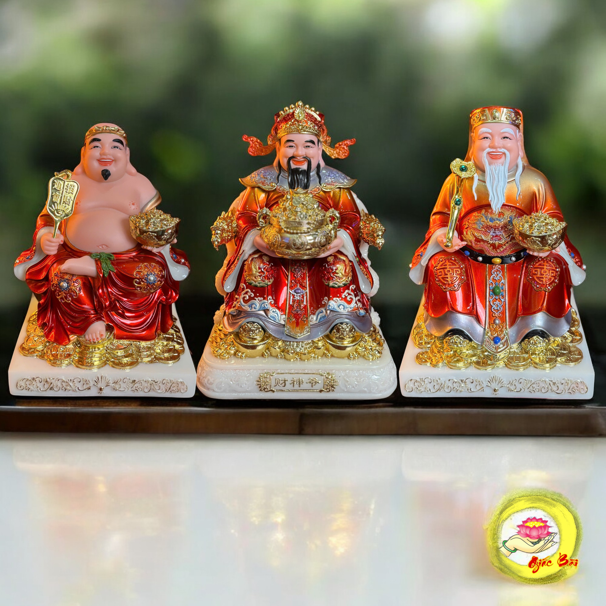 Bộ Thần Tài Thổ Địa Bột Đá Sơn Đỏ