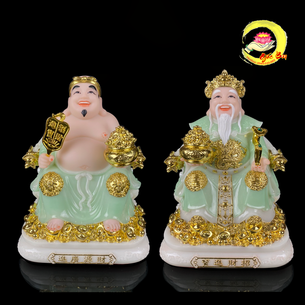 TƯỢNG THẦN TÀI - THỔ ĐỊA BỘT ĐÁ XANH VIỀN VÀNG CAO CẤP
