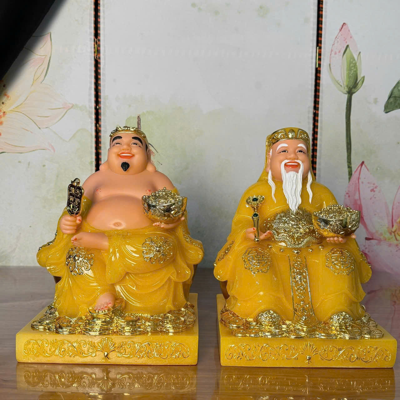 TƯỢNG THẦN TÀI - THỔ ĐỊA BỘT ĐÁ THẠCH ANH VIỀN VÀNG
