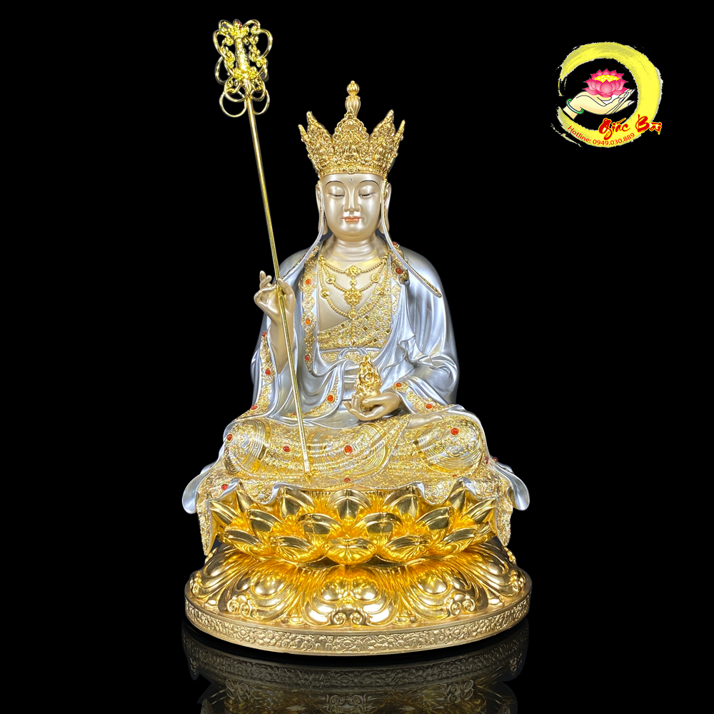 Tượng Địa Tạng Vương Bằng Đồng Men Cổ Áo Bạc – Biểu Tượng Linh Thiêng Và Từ Bi