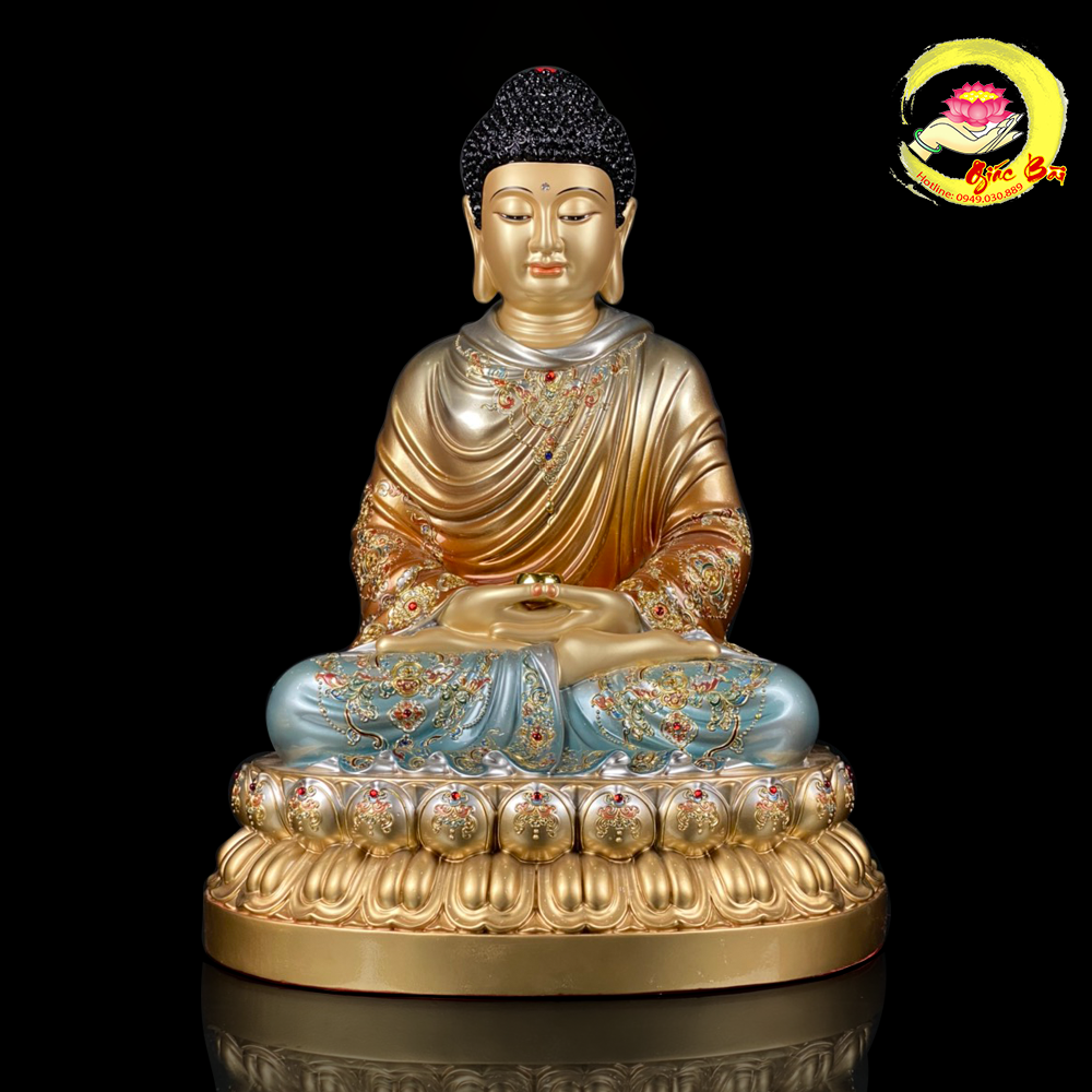 Tượng Thích Ca Tĩnh Tâm Bằng Đồng Sơn Xanh