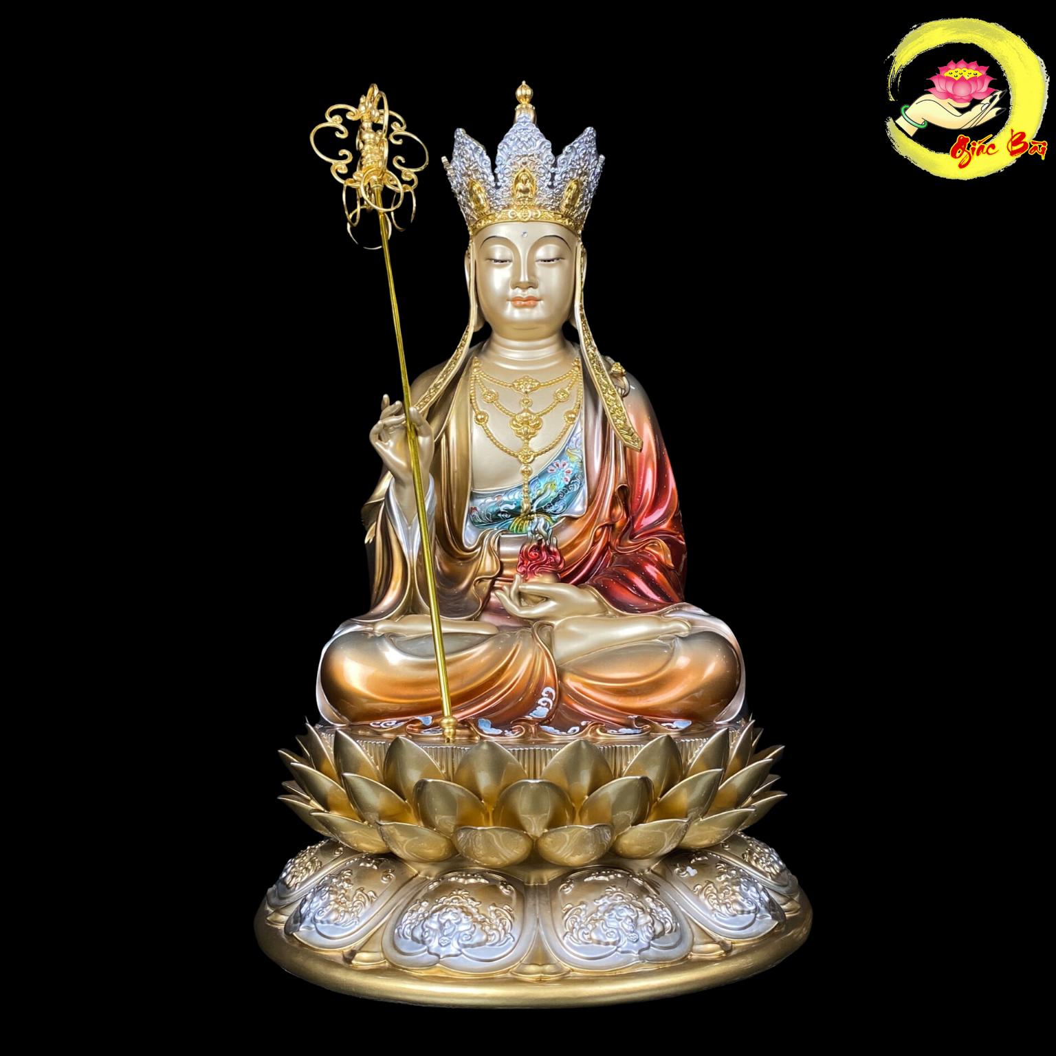 Tượng Địa Tạng Vương Bồ Tát Bằng Đồng Sơn Màu – Biểu Tượng Linh Thiêng Và Từ Bi