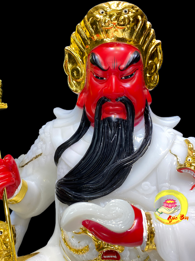 Tượng Quan Công Bột Đá Trắng Viền Vàng – Uy Nghi & Linh Thiêng - Ảnh 8