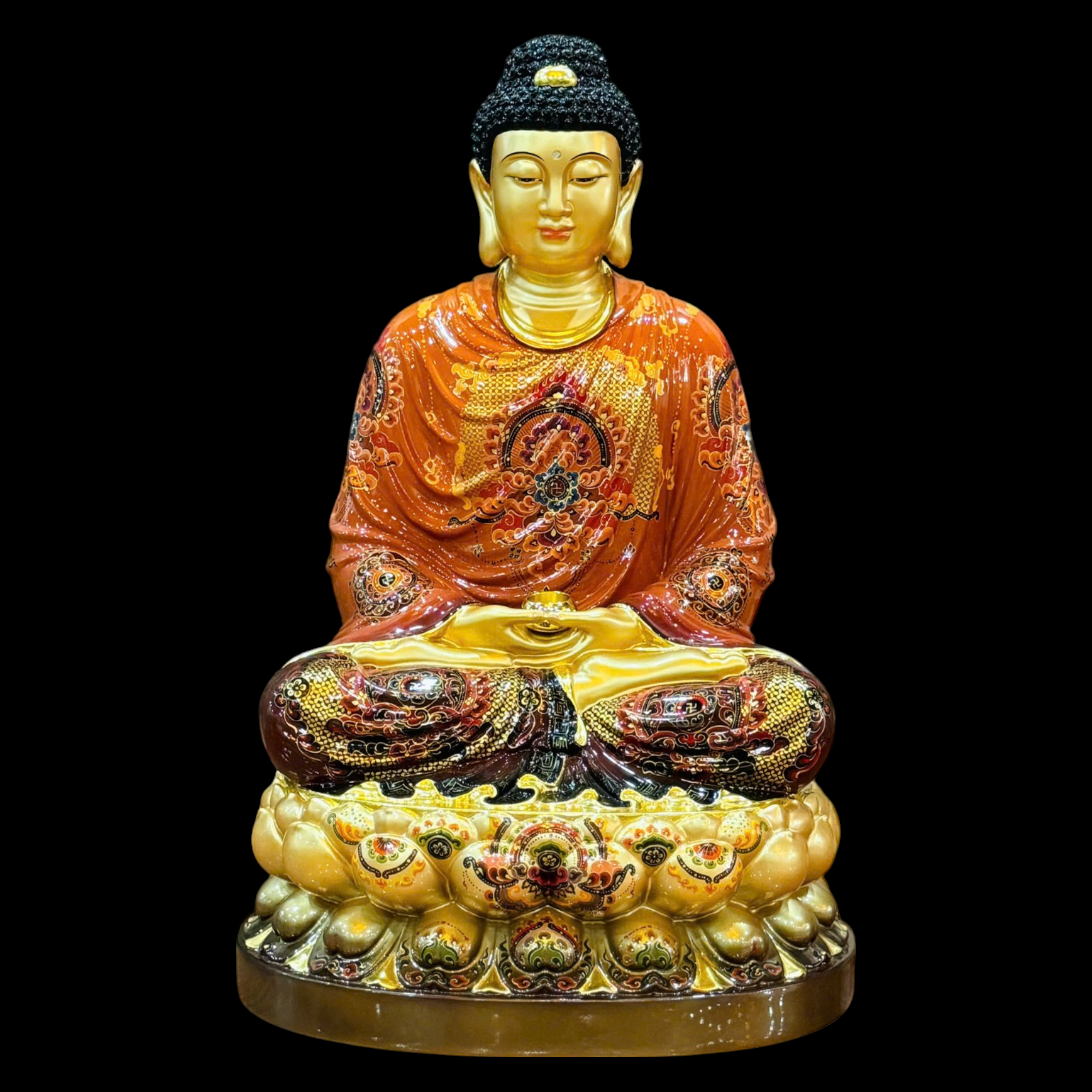 Tượng Thích Ca Tĩnh Tâm Ngồi Đài Sen Bằng Đồng