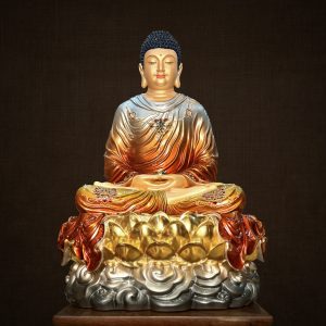 TƯỢNG THÍCH CA TĨNH TÂM BẰNG BỘT ĐÁ SƠN ĐỒNG DÁT VÀNG