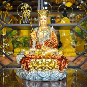 Tượng Địa Tạng Vương Bồ Tát Bằng Bột Đá Sơn Đồng Dát Vàng
