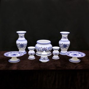 Alternative view of Bộ Đồ Thờ Sứ Trắng Sen Xanh Cao Cấp
