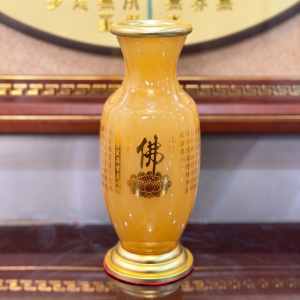 Lọ Hoa Bằng Bột Đá Ngọc Hổ Phách In Tâm Kinh Chữ Phật