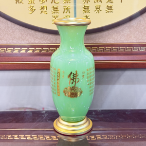 Lọ Hoa Bằng Bột Đá Ngọc Xanh In Tâm Kinh Chữ Phật
